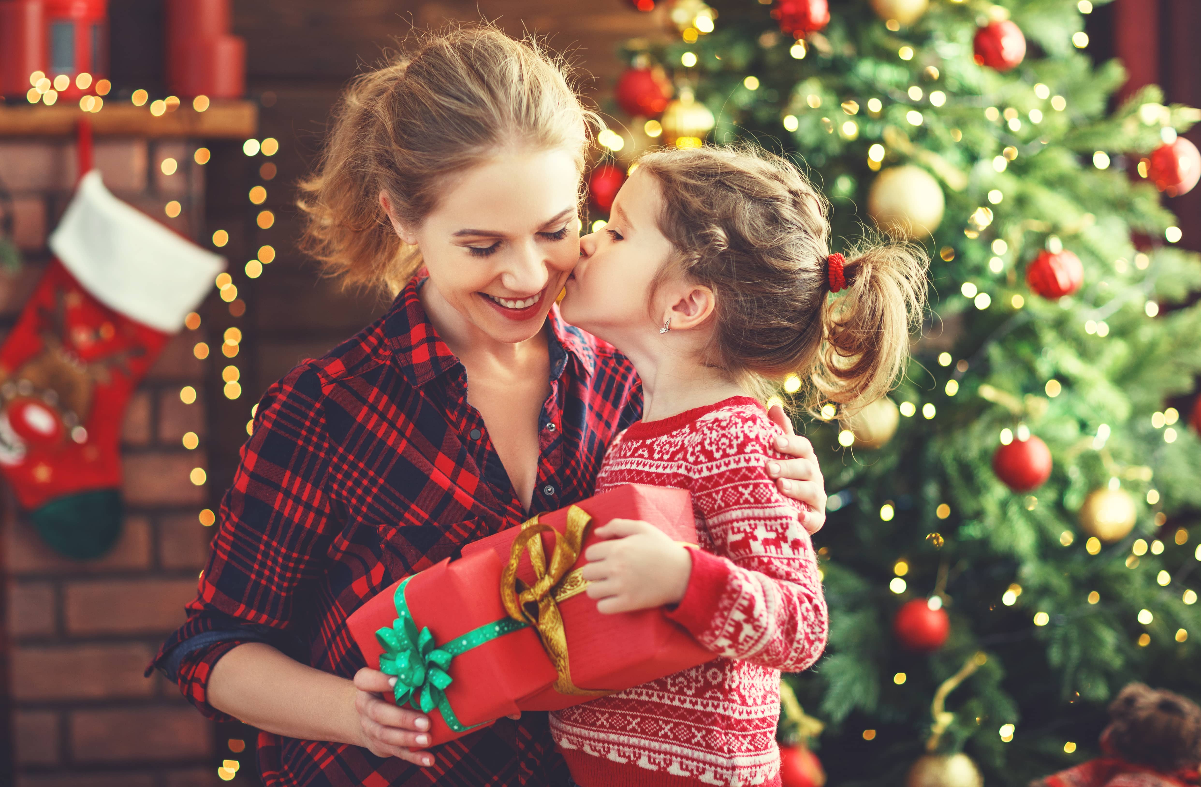 Mom and daughter celebrating holiday together
