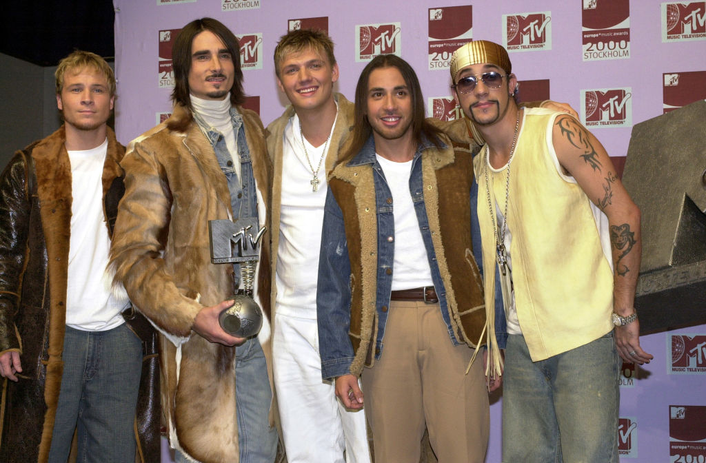 Backstreet Boys backstage at the MTV Europe Music Awards 2000 in Stockholm, Sweden.The GlobeStockholm, SwedenNovember 16, 2000...